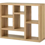 Étagère 7 cubes Acekool, meuble de rangement moderne en bois, bibliothèque ouverte 3 étagères pour chambre d'enfant, entrée, salon, Naturel