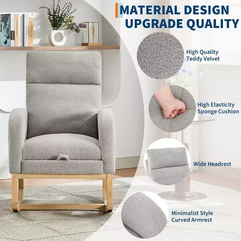 Fauteuil à bascule pour chambre d'enfant avec repose-pieds, fauteuil de lecture moderne en PU avec dossier haut, pour salon, chambre à coucher