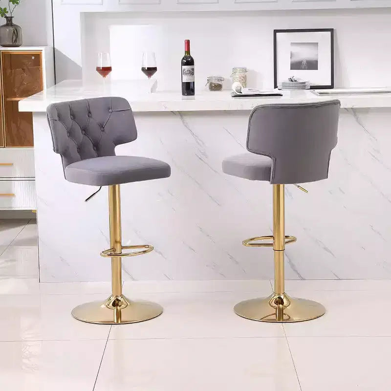 2 tabourets de bar modernes à hauteur de comptoir avec dossier, rembourrés, pivotants et réglables pour îlot de cuisine et restaurant, couleur émeraude.