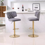2 tabourets de bar modernes à hauteur de comptoir avec dossier, rembourrés, pivotants et réglables pour îlot de cuisine et restaurant, couleur émeraude.