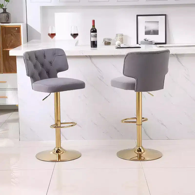 2 tabourets de bar modernes à hauteur de comptoir avec dossier, rembourrés, pivotants et réglables pour îlot de cuisine et restaurant, couleur émeraude.