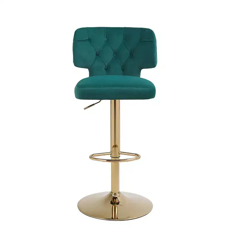 2 tabourets de bar modernes à hauteur de comptoir avec dossier, rembourrés, pivotants et réglables pour îlot de cuisine et restaurant, couleur émeraude.