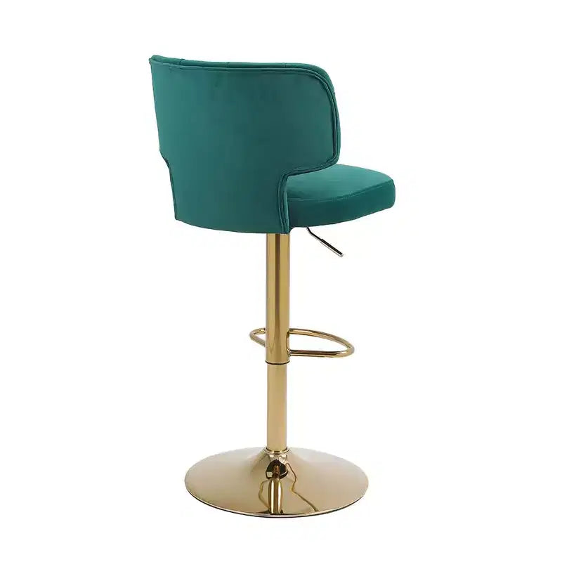 2 tabourets de bar modernes à hauteur de comptoir avec dossier, rembourrés, pivotants et réglables pour îlot de cuisine et restaurant, couleur émeraude.