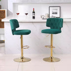 2 tabourets de bar modernes à hauteur de comptoir avec dossier, rembourrés, pivotants et réglables pour îlot de cuisine et restaurant, couleur émeraude.
