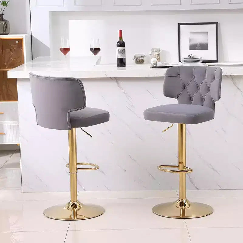 2 tabourets de bar modernes à hauteur de comptoir avec dossier, rembourrés, pivotants et réglables pour îlot de cuisine et restaurant, couleur émeraude.