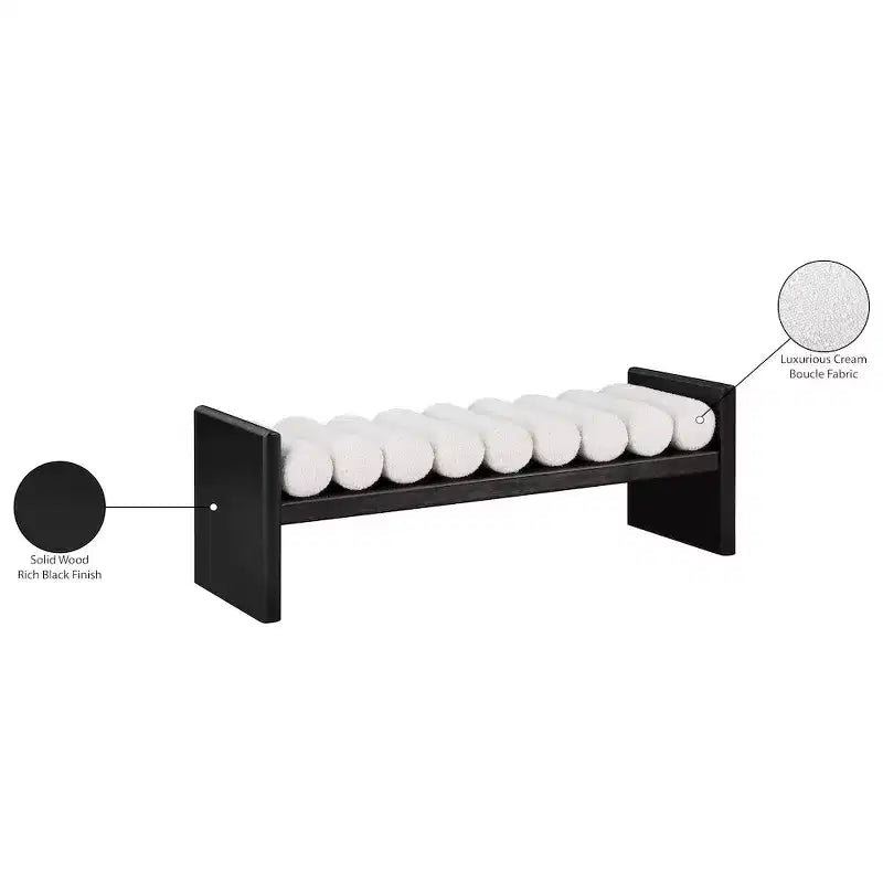 Meridian Furniture, Banc Waverly en tissu bouclé