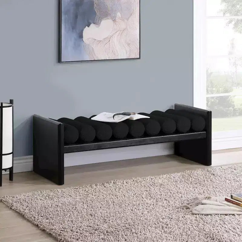 Meridian Furniture, Banc Waverly en tissu bouclé