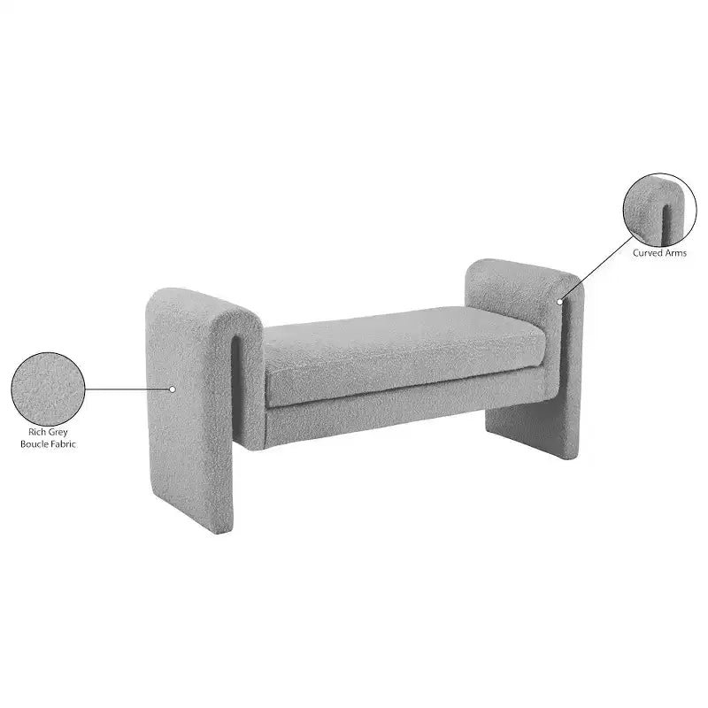 Meridian Furniture, Banc en tissu bouclé Stylus