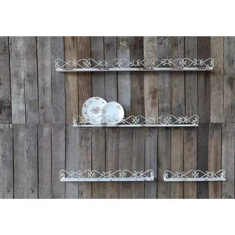 Storied Home Étagères décoratives en fer de ferme, crème vieillie, lot de 4 tailles