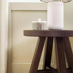 Table d'appoint ronde de 18 pouces en bois massif style ferme moderne