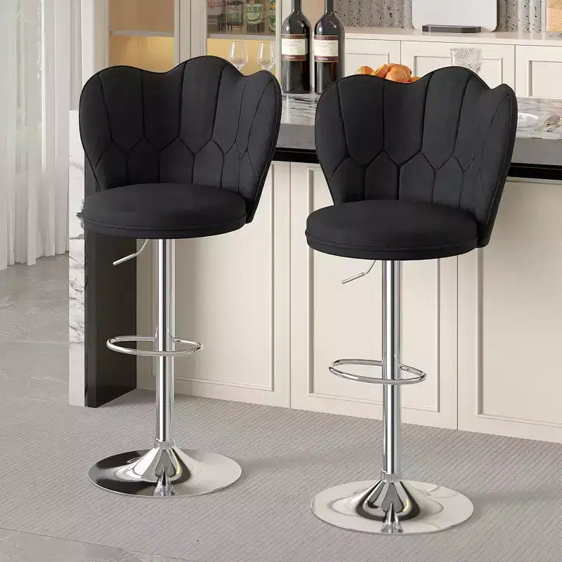 Tabourets de bar en velours VECELO, lot de 2/4, tabourets de bar réglables avec dossier, tabourets de comptoir sans accoudoirs, chaises de bar pivotantes pour pub ou îlot de cuisine