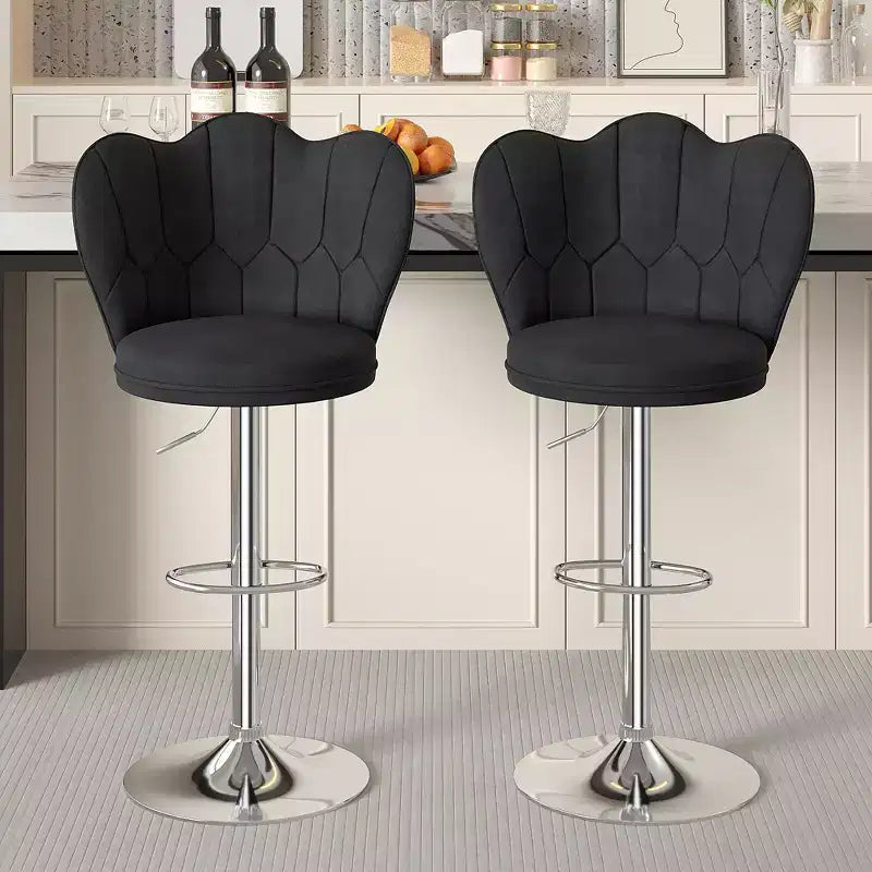 Tabourets de bar en velours VECELO, lot de 2/4, tabourets de bar réglables avec dossier, tabourets de comptoir sans accoudoirs, chaises de bar pivotantes pour pub ou îlot de cuisine