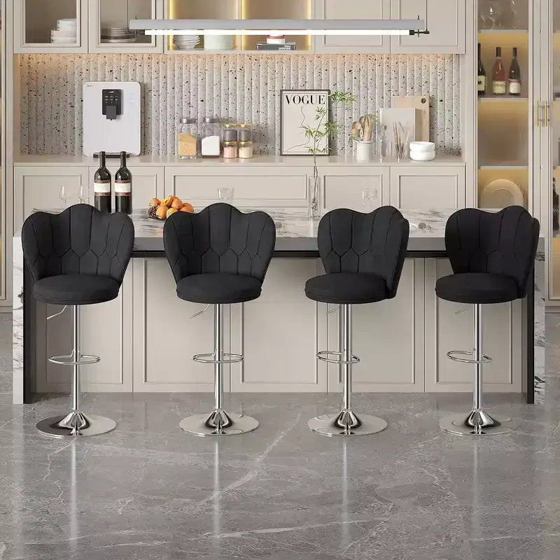 Tabourets de bar en velours VECELO, lot de 2/4, tabourets de bar réglables avec dossier, tabourets de comptoir sans accoudoirs, chaises de bar pivotantes pour pub ou îlot de cuisine