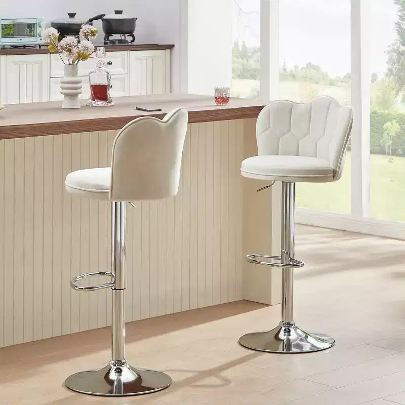 Tabourets de bar en velours VECELO, lot de 2/4, tabourets de bar réglables avec dossier, tabourets de comptoir sans accoudoirs, chaises de bar pivotantes pour pub ou îlot de cuisine