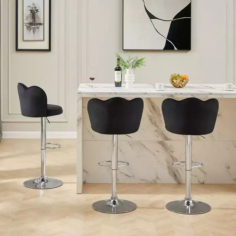 Tabourets de bar en velours VECELO, lot de 2/4, tabourets de bar réglables avec dossier, tabourets de comptoir sans accoudoirs, chaises de bar pivotantes pour pub ou îlot de cuisine