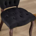 CLIHOME Lot de 2 chaises de salle à manger vintage françaises en tissu capitonné