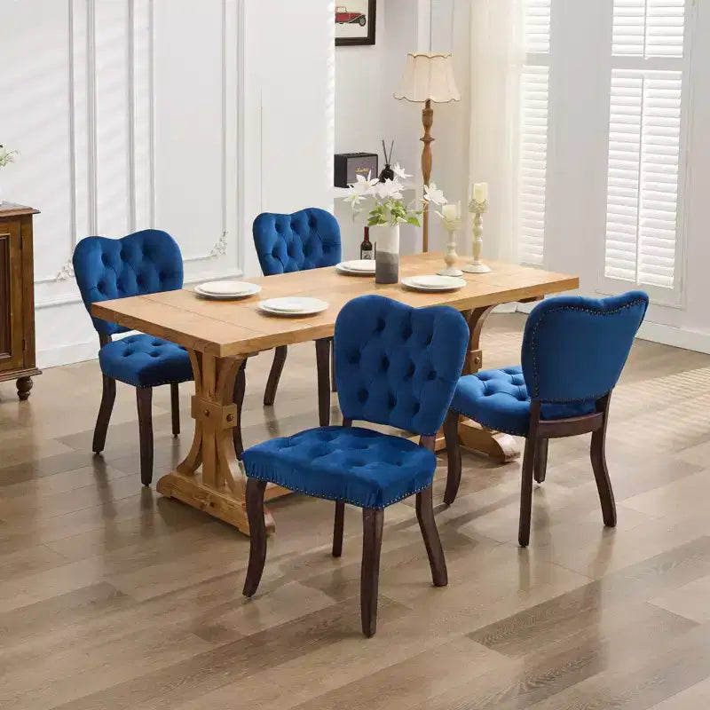 CLIHOME Lot de 2 chaises de salle à manger vintage françaises en tissu capitonné