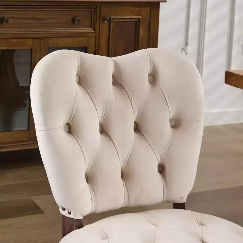 CLIHOME Lot de 2 chaises de salle à manger vintage françaises en tissu capitonné
