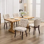 CLIHOME Lot de 2 chaises de salle à manger vintage françaises en tissu capitonné