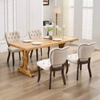 CLIHOME Lot de 2 chaises de salle à manger vintage françaises en tissu capitonné