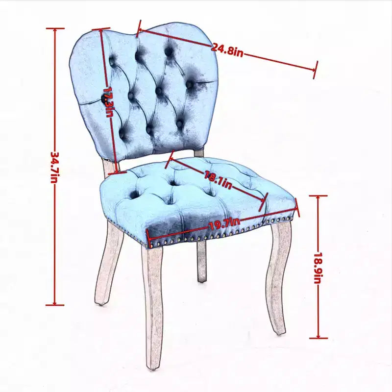 CLIHOME Lot de 2 chaises de salle à manger vintage françaises en tissu capitonné