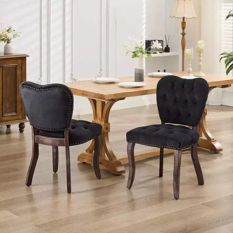 CLIHOME Lot de 2 chaises de salle à manger vintage françaises en tissu capitonné