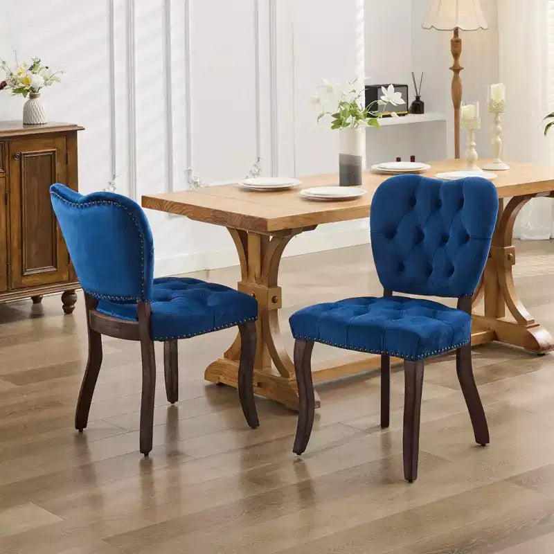 CLIHOME Lot de 2 chaises de salle à manger vintage françaises en tissu capitonné