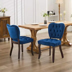 CLIHOME Lot de 2 chaises de salle à manger vintage françaises en tissu capitonné