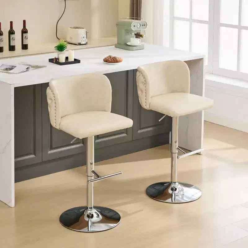 CLIHOME Lot de 2 tabourets de bar pivotants à hauteur réglable avec piètement chromé, tabourets de bar modernes revêtus de PU