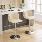 CLIHOME Lot de 2 tabourets de bar pivotants à hauteur réglable avec piètement chromé, tabourets de bar modernes revêtus de PU