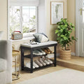 MAYEERTY 3 Tier Shoe Racks Bamboo Shoe Bench Entryway with Cushion and Adjustable Shelves for Hallway Mudroom living Room Black