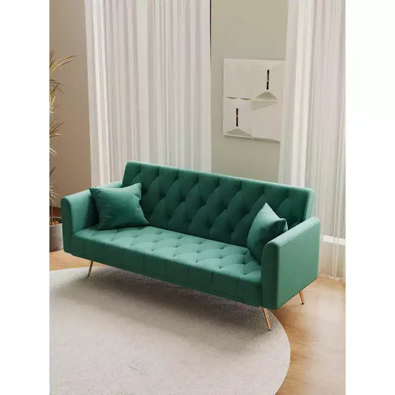 MAYEERTY Canapé deux places en velours confortable pour salon et chambre vert