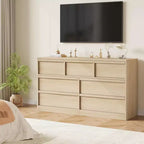 Commode à 7 tiroirs pour chambre à coucher, organisateur de commode double moderne avec 7 grands tiroirs de rangement, commode en bois pour chambre à coucher, salon, chambre d'enfant