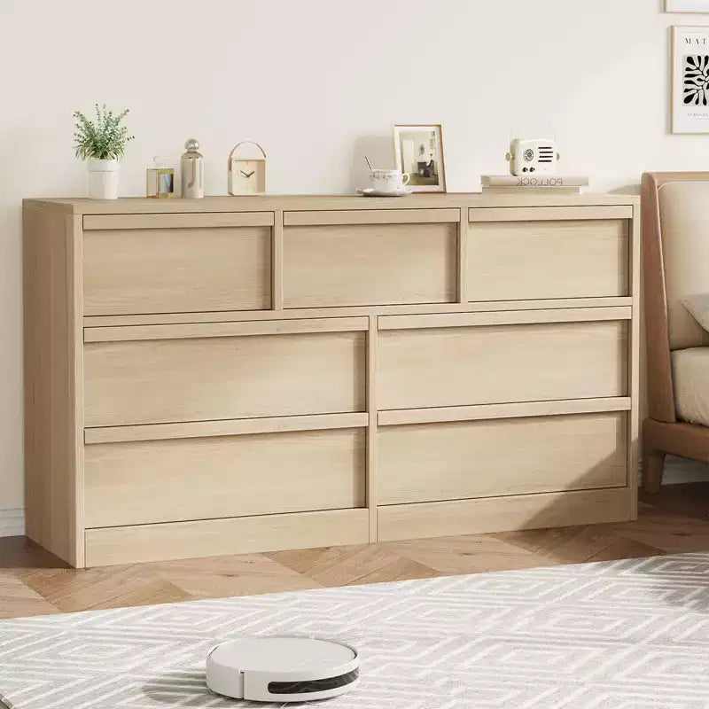 Commode à 7 tiroirs pour chambre à coucher, organisateur de commode double moderne avec 7 grands tiroirs de rangement, commode en bois pour chambre à coucher, salon, chambre d'enfant