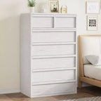 Commode à 7 tiroirs pour chambre à coucher, organisateur de commode double moderne avec 7 grands tiroirs de rangement, commode en bois pour chambre à coucher, salon, chambre d'enfant