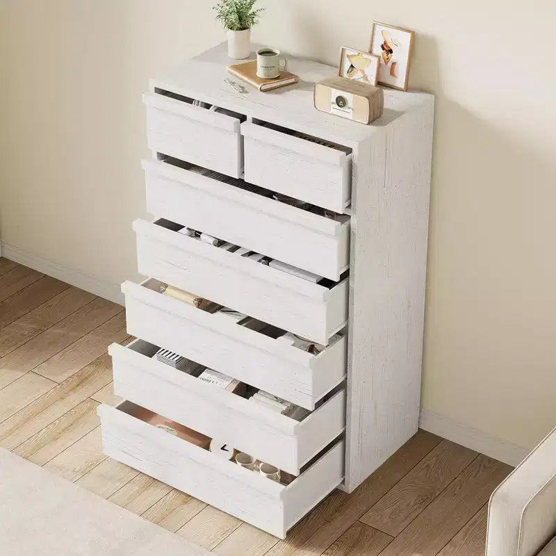 Commode à 7 tiroirs pour chambre à coucher, organisateur de commode double moderne avec 7 grands tiroirs de rangement, commode en bois pour chambre à coucher, salon, chambre d'enfant