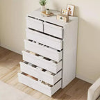 Commode à 7 tiroirs pour chambre à coucher, organisateur de commode double moderne avec 7 grands tiroirs de rangement, commode en bois pour chambre à coucher, salon, chambre d'enfant