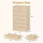 Commode à 7 tiroirs pour chambre à coucher, organisateur de commode double moderne avec 7 grands tiroirs de rangement, commode en bois pour chambre à coucher, salon, chambre d'enfant