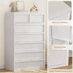 Commode à 7 tiroirs pour chambre à coucher, organisateur de commode double moderne avec 7 grands tiroirs de rangement, commode en bois pour chambre à coucher, salon, chambre d'enfant