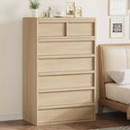 Commode à 7 tiroirs pour chambre à coucher, organisateur de commode double moderne avec 7 grands tiroirs de rangement, commode en bois pour chambre à coucher, salon, chambre d'enfant