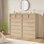 Commode à 7 tiroirs pour chambre à coucher, organisateur de commode double moderne avec 7 grands tiroirs de rangement, commode en bois pour chambre à coucher, salon, chambre d'enfant