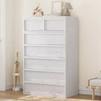 Commode à 7 tiroirs pour chambre à coucher, organisateur de commode double moderne avec 7 grands tiroirs de rangement, commode en bois pour chambre à coucher, salon, chambre d'enfant