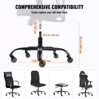 Base de rechange pour chaise de bureau VEVOR, 28", capacité de charge statique de 2500 lb, pièce de base universelle robuste pour chaise de bureau d'ordinateur, noire