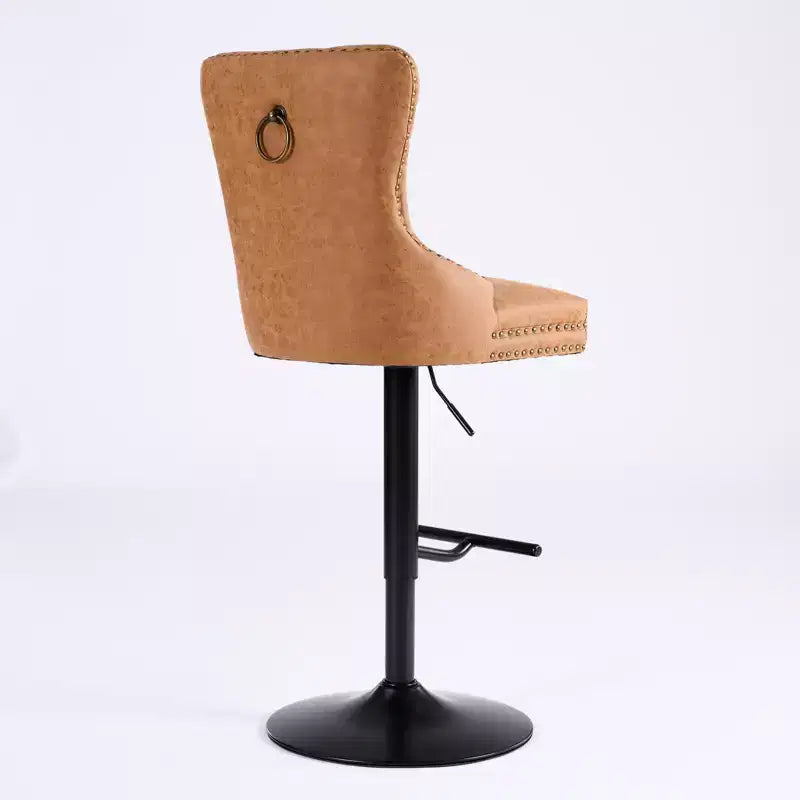 CLIHOME Lot de 2 tabourets de bar rétro en PU pivotants, hauteur réglable, modernes avec dossier, touffetés confortables