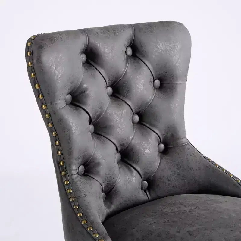 CLIHOME Lot de 2 tabourets de bar rétro en PU pivotants, hauteur réglable, modernes avec dossier, touffetés confortables