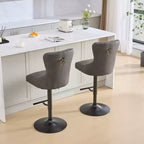 CLIHOME Lot de 2 tabourets de bar rétro en PU pivotants, hauteur réglable, modernes avec dossier, touffetés confortables