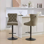 CLIHOME Lot de 2 tabourets de bar rétro en PU pivotants, hauteur réglable, modernes avec dossier, touffetés confortables
