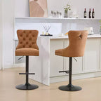 CLIHOME Lot de 2 tabourets de bar rétro en PU pivotants, hauteur réglable, modernes avec dossier, touffetés confortables