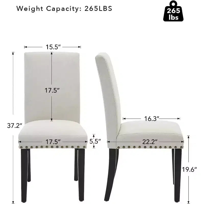 2 chaises de salle à manger rembourrées avec pieds en bois, chaises modernes sans accoudoirs pour salle à manger, cuisine, restaurant, salon, capacité de poids de 120 kg