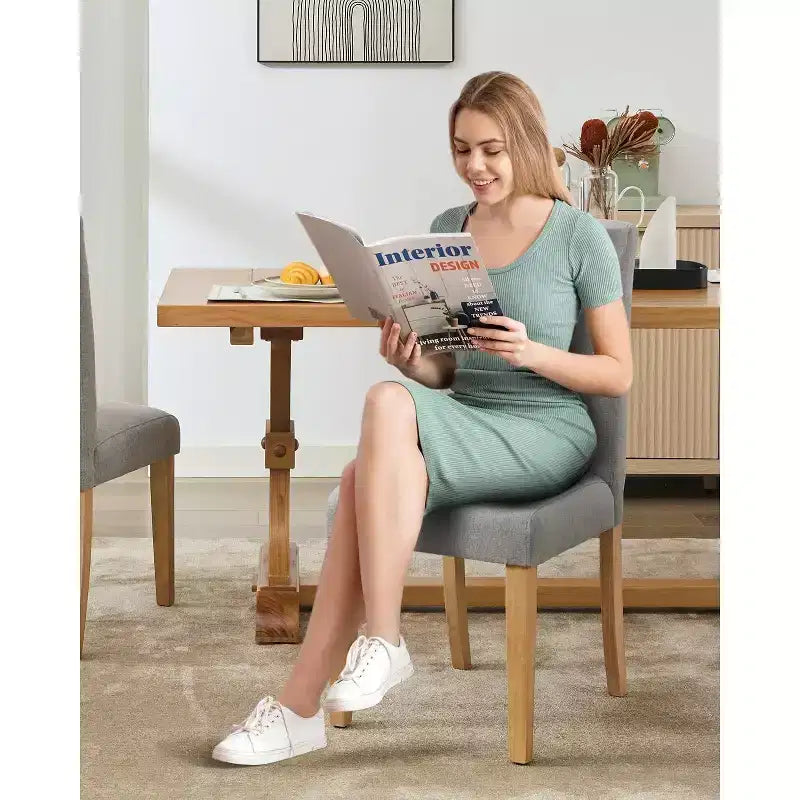 2 chaises de salle à manger rembourrées avec pieds en bois, chaises modernes sans accoudoirs pour salle à manger, cuisine, restaurant, salon, capacité de poids de 120 kg